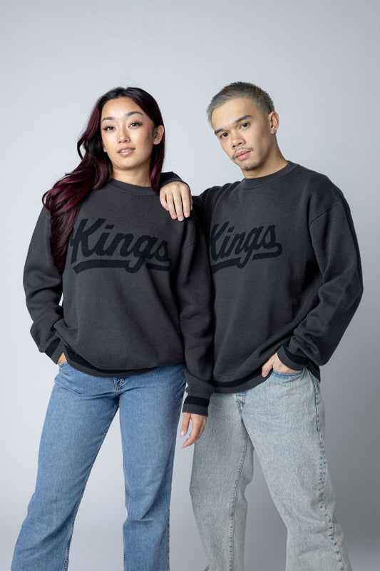 Kings Script Tonal Black Base Sweater Crewneck