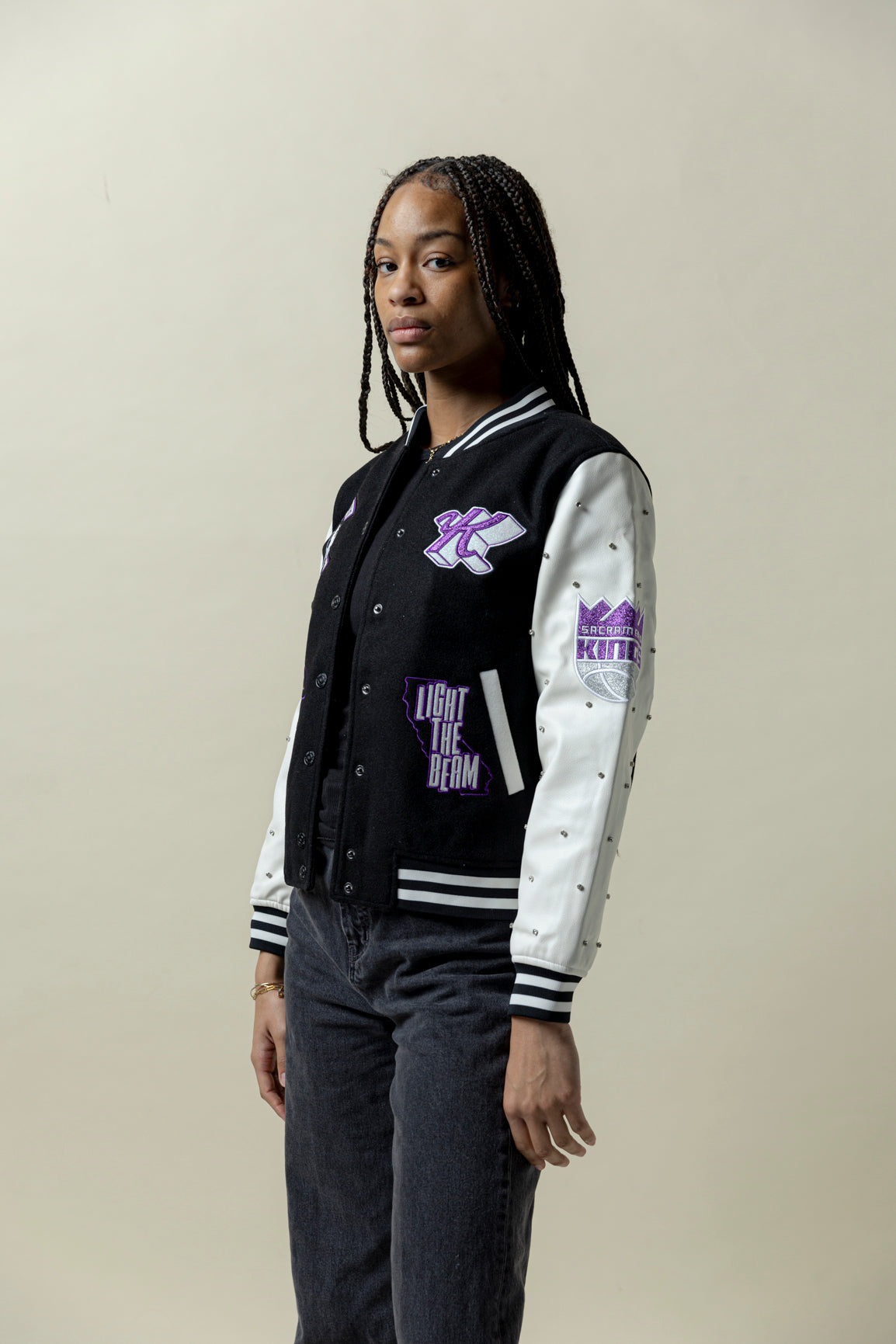 【ROMANTIC CROWN】23SS★ WILD FLOWER WOOL VARSITY JACKET WILD FLOWER WOOL VARSITY JACKET_NAVY - ROMANTIC CROWN | 60