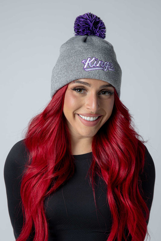 Script Knit Pom Beanie