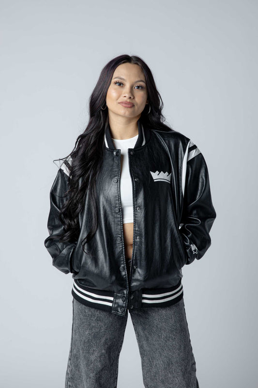 Women's Faux Leather Varsity Jacket